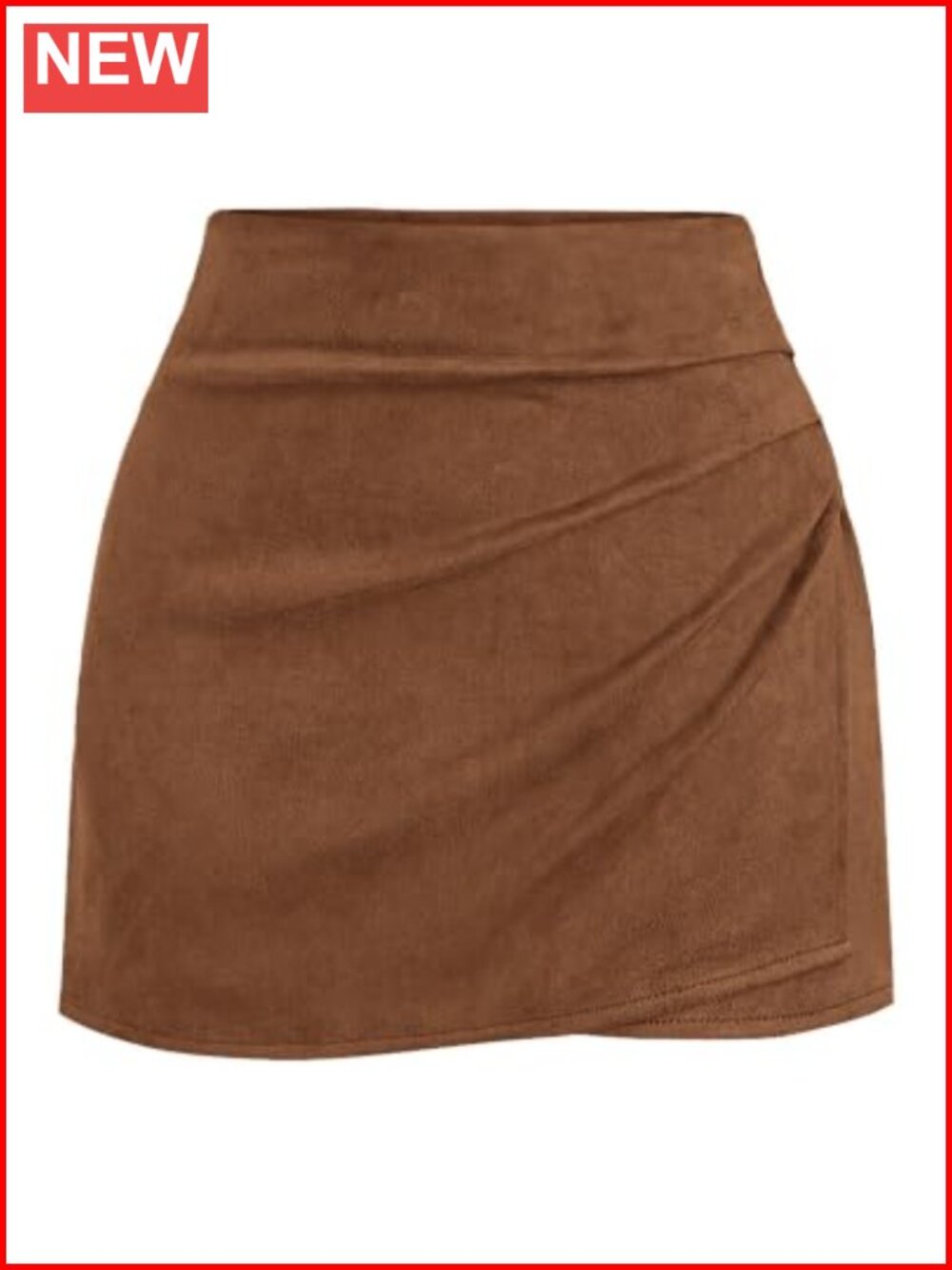 Faux Suede Mini Skort for Women Wrap Ruched High Waist